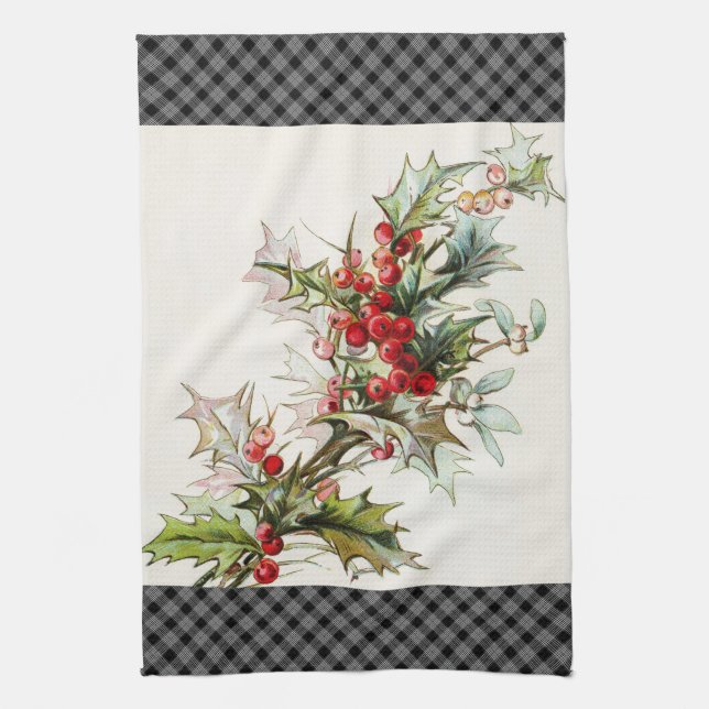 HollyBerries 003 Tea Towel (Vertical)
