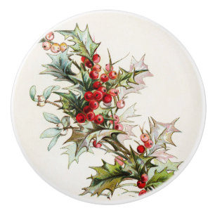 HollyBerries 004 Ceramic Knob