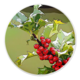HollyBerries 005 Ceramic Knob