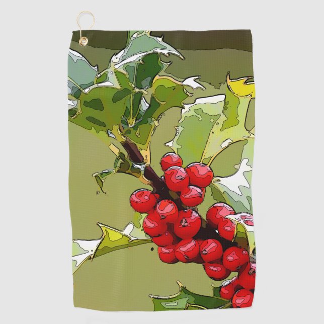 HollyBerries 005 Golf Towel (Front)