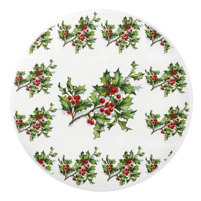 HollyBerries 014 Ceramic Knob (Front)