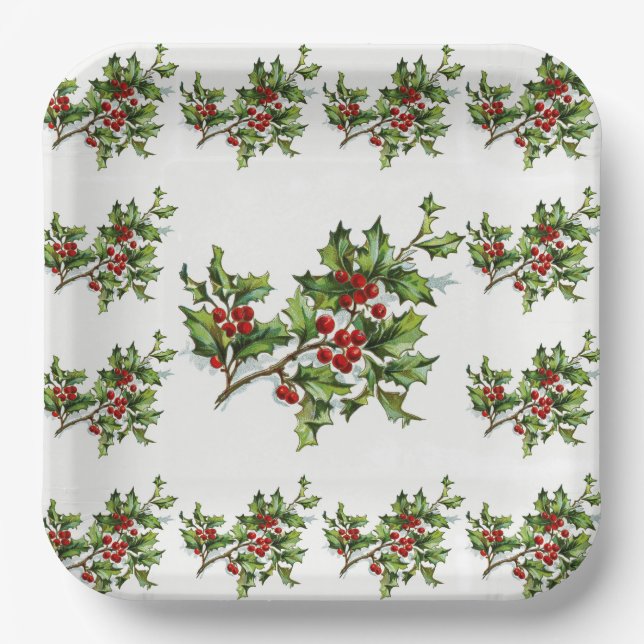 HollyBerries 014 Paper Plate (Front)