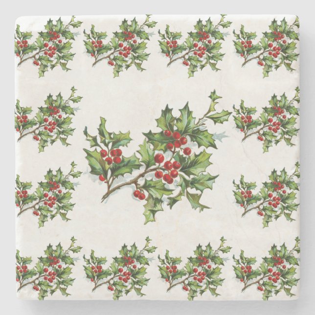 HollyBerries 014 Stone Coaster (Front)