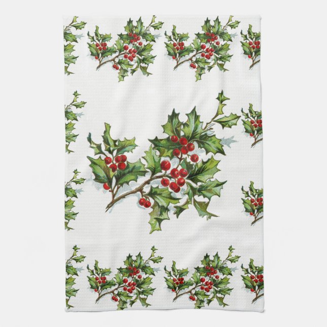 HollyBerries 014 Tea Towel (Vertical)