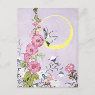 Hollyhock, Dahlia and Balloon Flowers Postcard