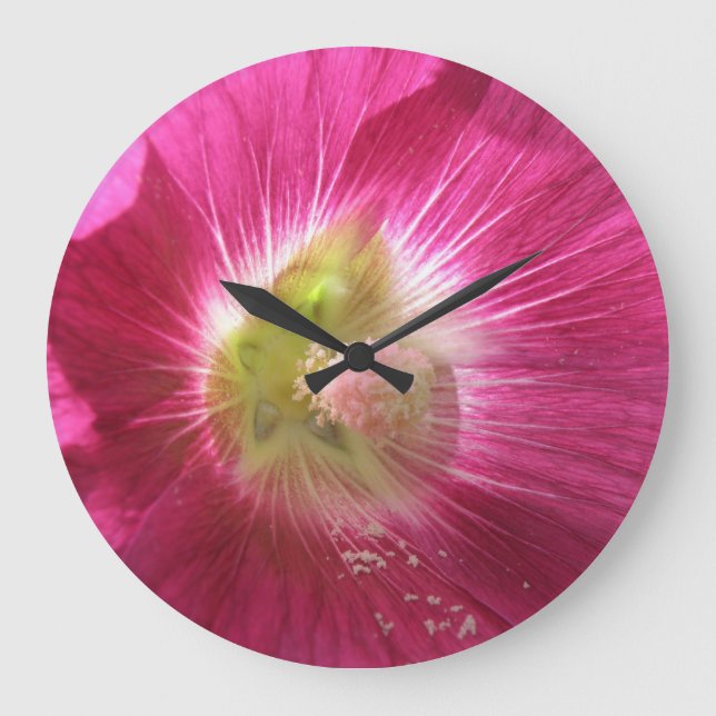 Hollyhock Deep Pink Wall Clock (Front)