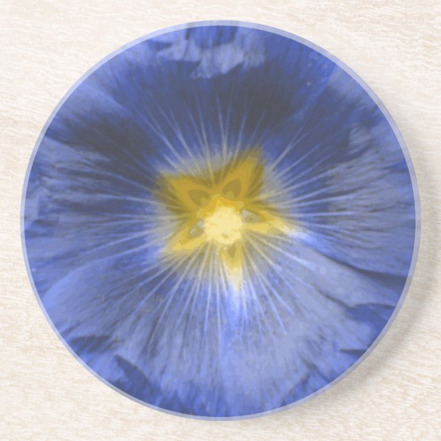 Hollyhock Flower Beautiful Blue Coasters (Front)