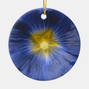 Hollyhock Flower Beautiful Blue Custom Birthday Ceramic Tree Decoration