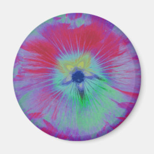 Hollyhock Flower Bright lights Magnet