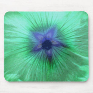 Hollyhock Flower Glowing Green Mousepad