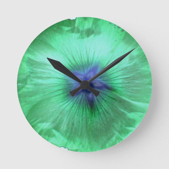 Hollyhock Flower Glowing Green Wall Clock (Front)