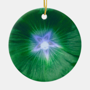 Hollyhock Flower Gorgeous Green Custom Birthday Ceramic Tree Decoration