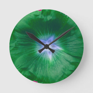 Hollyhock Flower Gorgeous Green Wall Clock