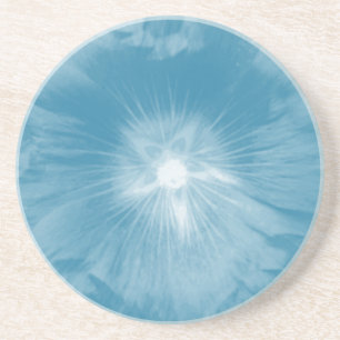 Hollyhock Flower Icy Blue Coasters