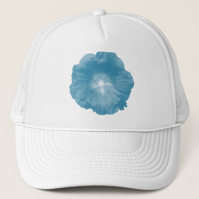 Hollyhock Flower Icy Blue Hat (Front)