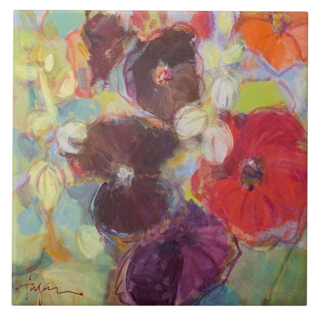 Hollyhock Garden I Tile (Front)