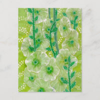 Hollyhock Mallow Malva Flowers Green Shades Floral