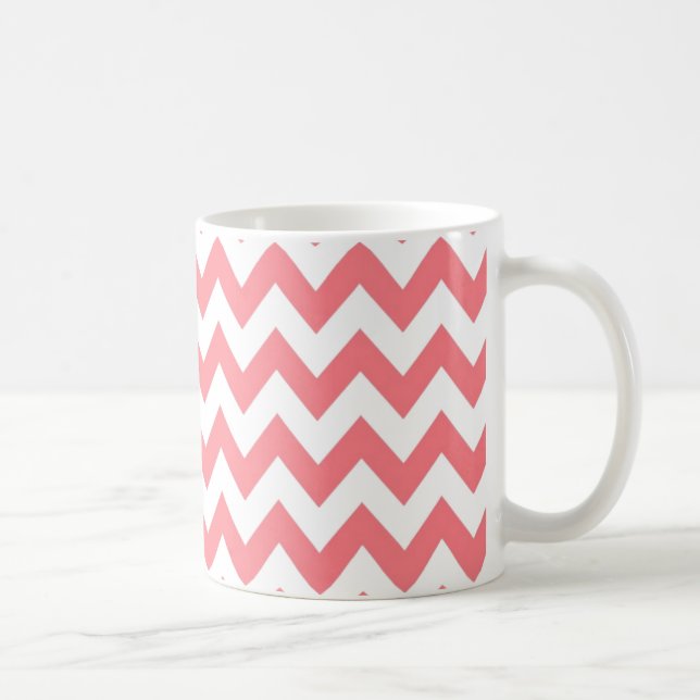 Hollyhock Pink Chevron Coffee Mug (Right)