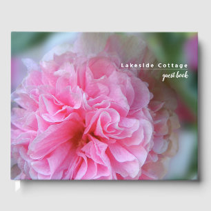 Hollyhock Pink Floral Photo Vacation Rental Guest Book