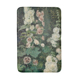 Hollyhock Rose Flowers Bath Mat