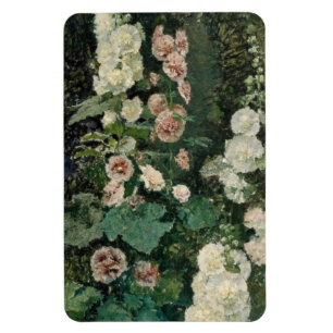 Hollyhock Rose Flowers Magnet