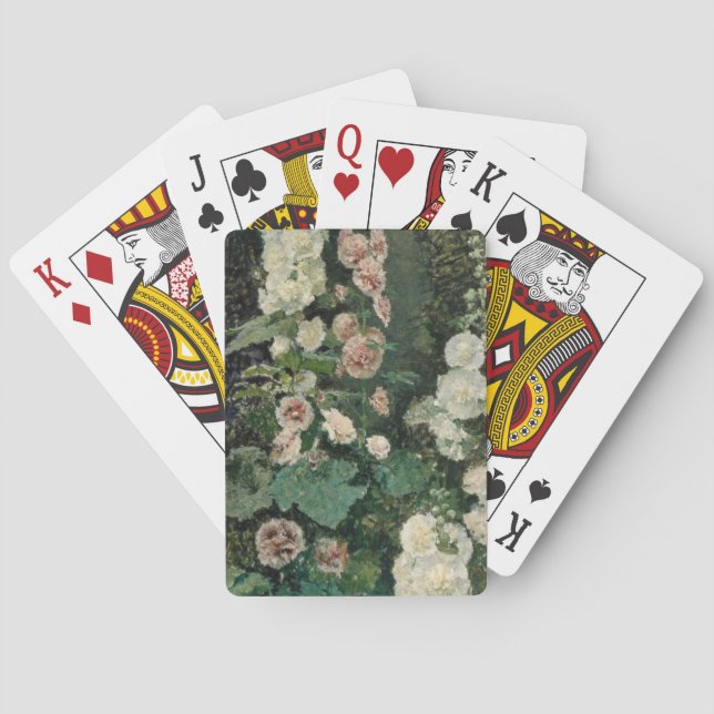 Hollyhock Rose Flowers Playing Cards (Back)