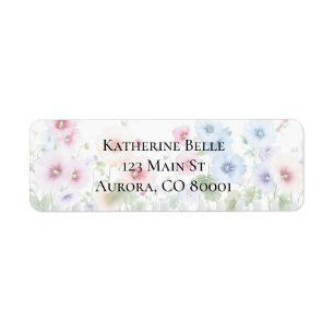 Hollyhock & Rustic Wooden Fence Watercolor Return Address Label