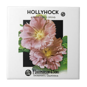Hollyhock Vintage Seed Packet Tile