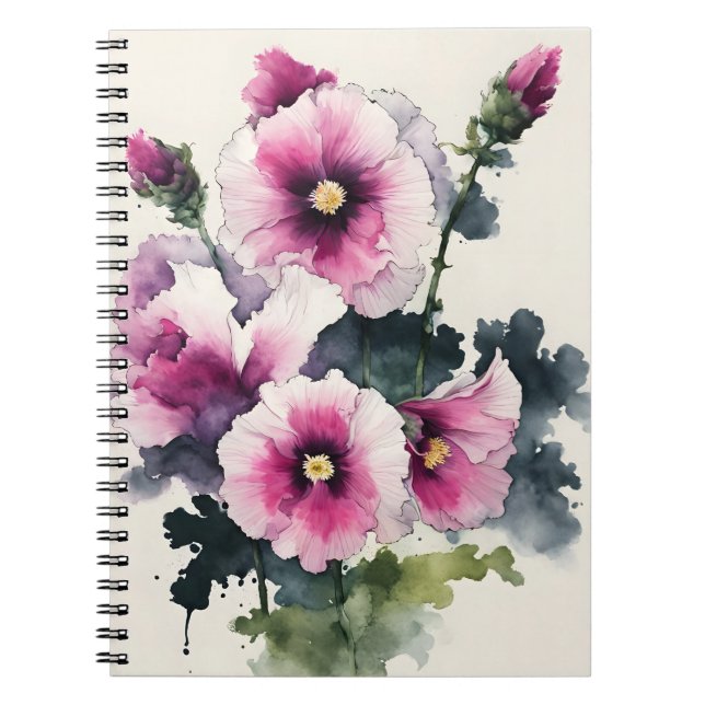 Hollyhock - Watercolor flowers Notebook (Front)