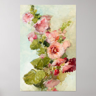 Hollyhocks by Franz Bischoff Poster
