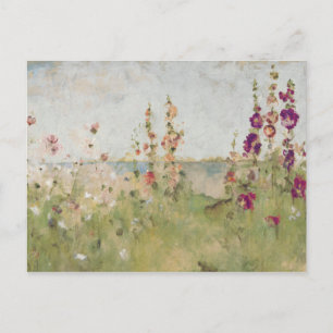 Hollyhocks by the Sea Postcard