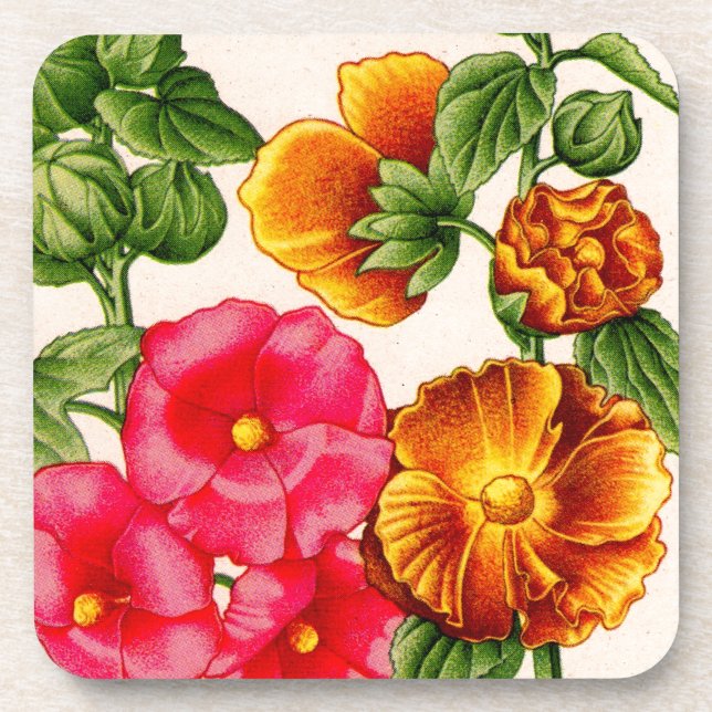 hollyhocks coaster (Front)