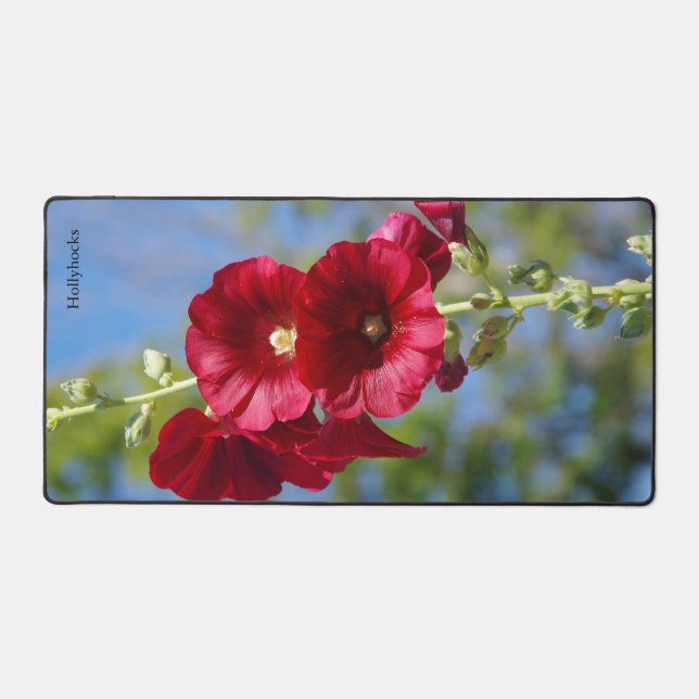 Hollyhocks desk mat (Front)