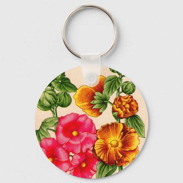 hollyhocks key ring (Front)