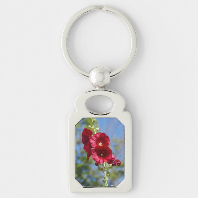 Hollyhocks metal key chain (Front)