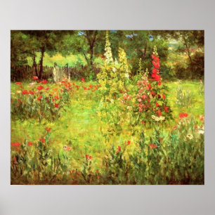 Hollyhocks & Poppies Poster