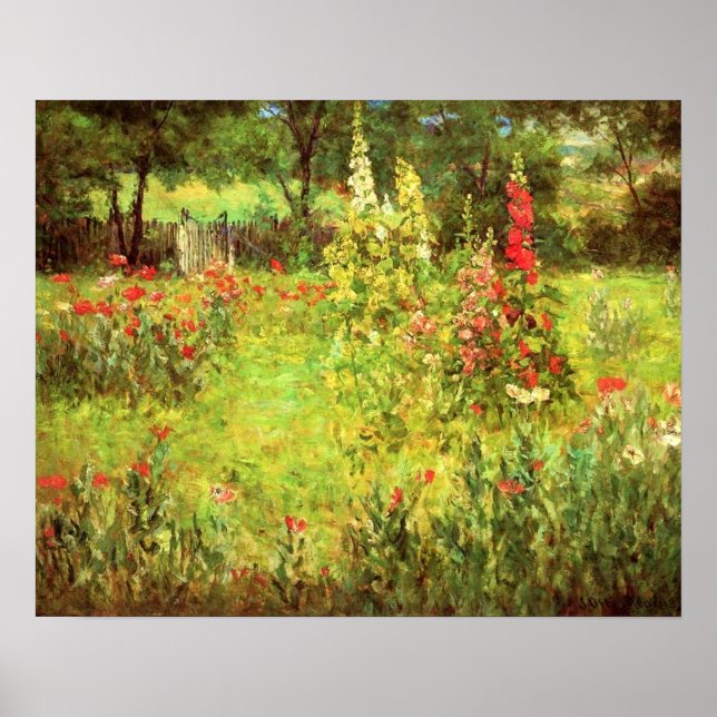 Hollyhocks & Poppies Poster (Front)