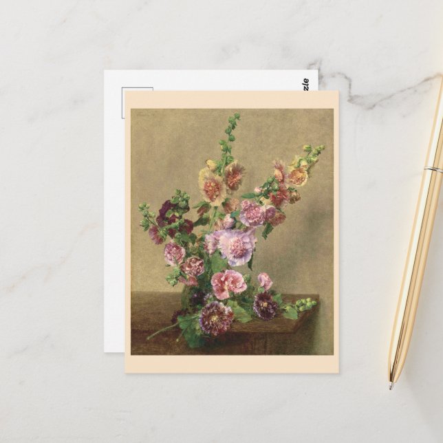 Hollyhocks  postcard (Front/Back In Situ)