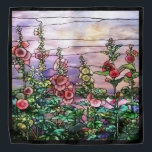 Hollyhocks Vintage Floral Tiffany Stained Glass Bandana<br><div class="desc">Gorgeous vintage Art Nouveau Tiffany Stained Glass Floral Window Reproduction depicted the beauty of a field of hollyhocks in romantic purple tone against sunset sky is on this bandanna handkerchief scarf.</div>
