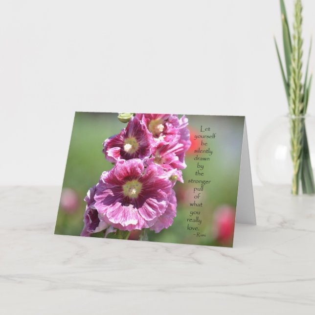 Hollyhocks with Quote Card (Front)