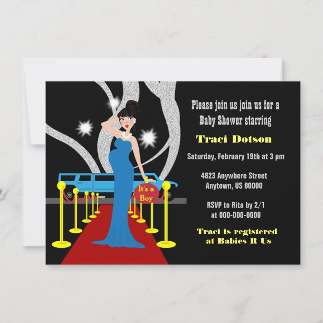Hollywood Baby Shower Invite boy (Front)