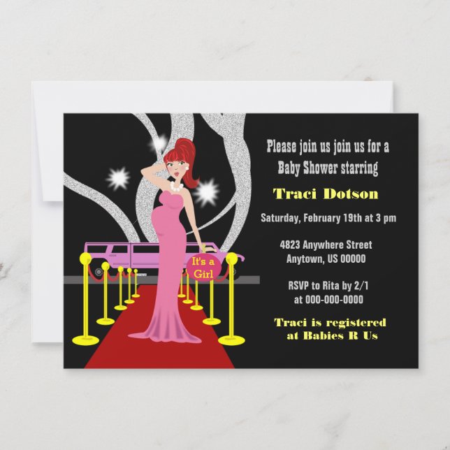 Hollywood Baby Shower Invite girl (Front)