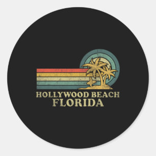 Hollywood Beach Florida Family Vacation Vintage Pa Classic Round Sticker