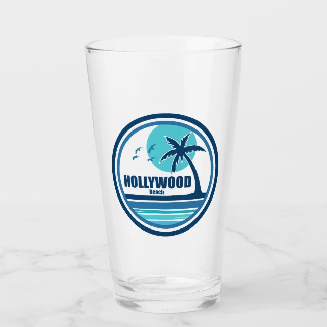 Hollywood Beach Florida Palm Tree Birds Glass (Front)