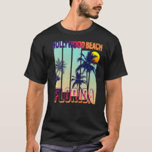 Hollywood Beach Retro Vintage Style Palm Tree Prem T-Shirt