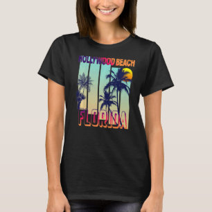 Hollywood Beach Retro Vintage Style Palm Tree Prem T-Shirt