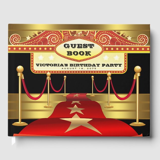 Hollywood Birthday Party Guest Book (Front)