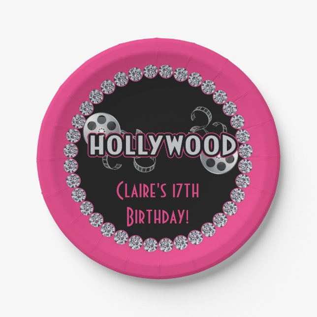Hollywood Birthday Party Plates (Front)