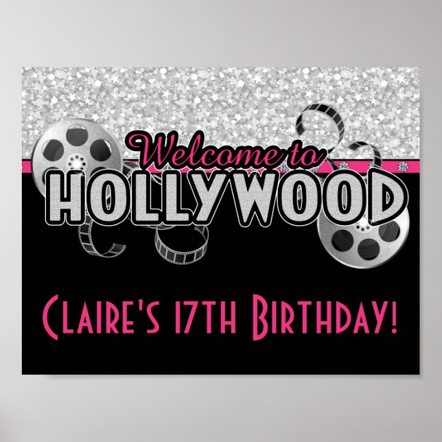 Hollywood Birthday Party Poster (Front)