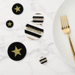 Hollywood Black & White Gold Glitter Stars Party Confetti<br><div class="desc">custom confetti</div>